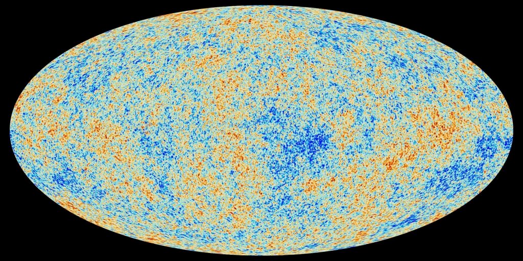 The cosmic microwave background as mapped by the European Space Agency's Planck satellite.