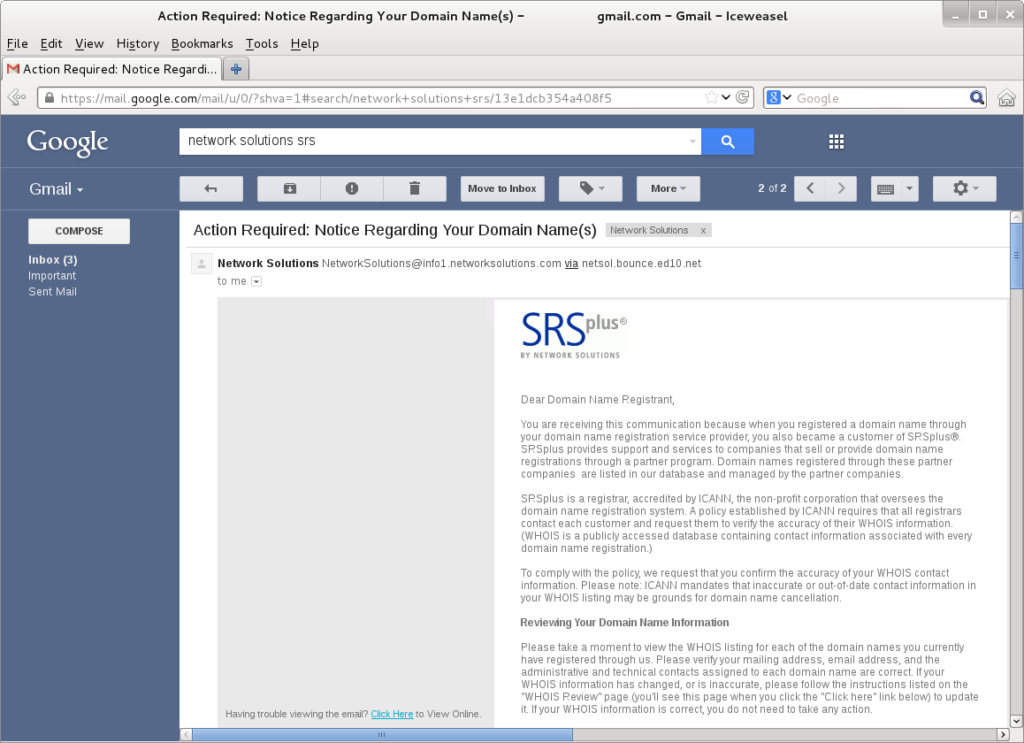 A real example of a deceptive email designed to look like an official notice.