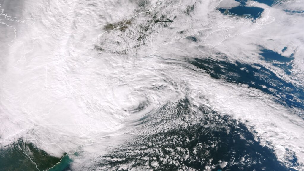 Hurricane Sandy seen by the GOES East weather satellite in October 2012.
